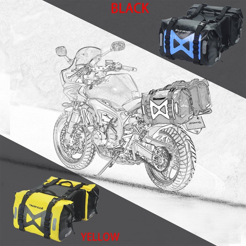 WILD HEART Waterproof bag Motorcycle saddlebag 50L Tank bag Motor Side bag (Black) - Image 2